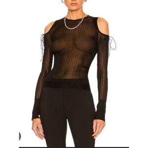 Cecile Bahnsen Felicia Black Mesh Open Back Long Sleeve Top Size XS/S Avant-gard